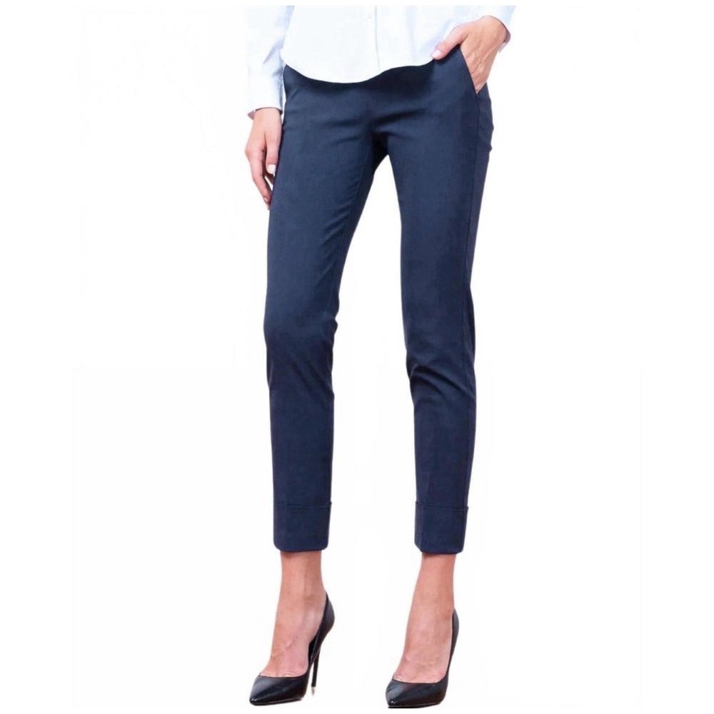 Avenue Montaigne Ben Pants Trouser Pull On Stretch Cuffed Linen Blend Sz 8 F1159